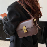 Women's Lock Crossbody Bag PU Leather Shoulder Handbag