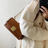 PU Leather Shoulder Bag Lock Crossbody Handbag