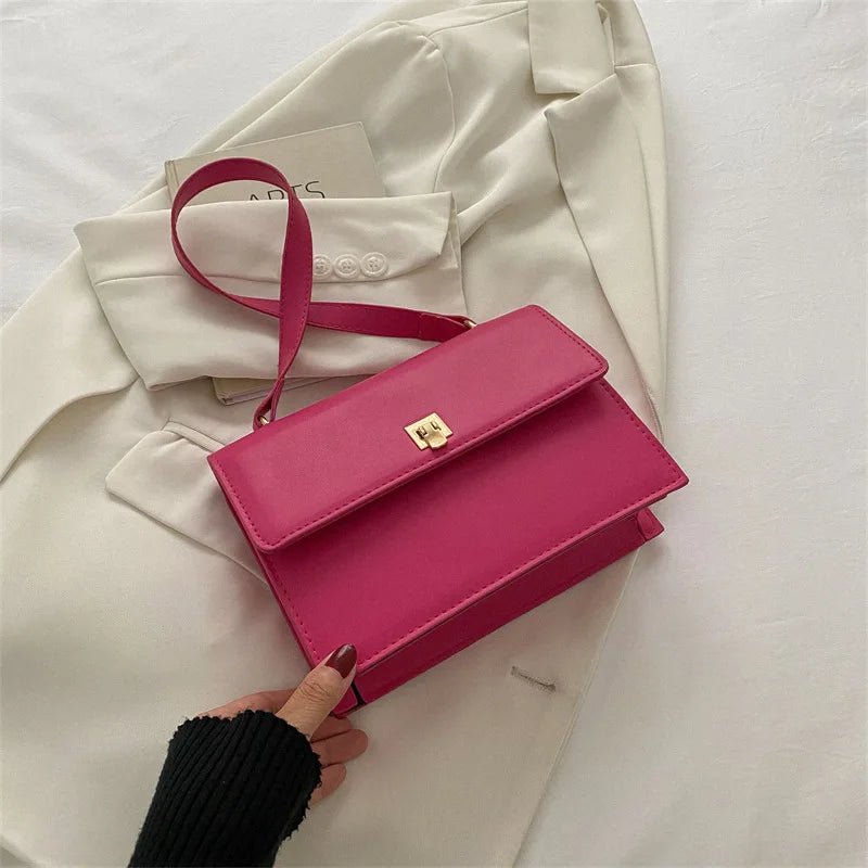 PU Leather Women's Shoulder Bag Lock Crossbody Bag Handbag