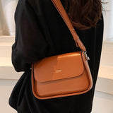 PU Leather Lock Crossbody Bag Flap Handbag
