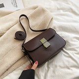 Women's Lock Crossbody Bag PU Leather Shoulder Handbag