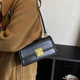 PU Leather Shoulder Bag Lock Crossbody Handbag