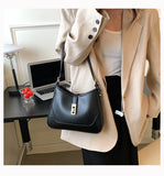 PU Leather Shoulder Bag Crossbody Handbag Lock Half Moon