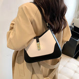 PU Leather Shoulder Bag Crossbody Handbag Lock Half Moon