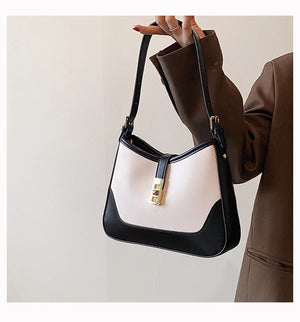 PU Leather Shoulder Bag Crossbody Handbag Lock Half Moon