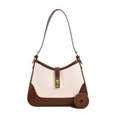 PU Leather Shoulder Bag Crossbody Handbag Lock Half Moon
