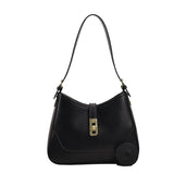 PU Leather Shoulder Bag Crossbody Handbag Lock Half Moon