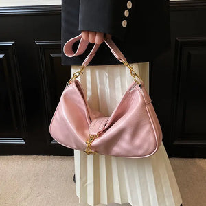PU Leather Women's Shoulder Bag Lock Crossbody Handbag