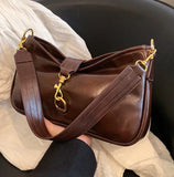PU Leather Women's Shoulder Bag Lock Crossbody Handbag