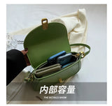 PU Leather Women's Shoulder Bag Lock Saddle Small Crossbody Bag