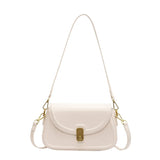 PU Leather Women's Shoulder Bag Lock Saddle Small Crossbody Bag