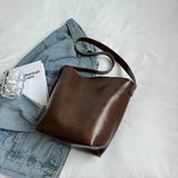 PU Leather Women's Shoulder Bag Crossbody Bag Bucket Handbag