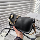 PU Leather Women's Shoulder Bag Retro Chain Handbag Small Square Crossbody Bag