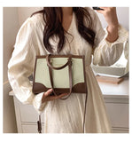 PU Leather Women's Shoulder Bag Retro Contrast Crossbody Bag