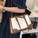 PU Leather Women's Shoulder Bag Retro Contrast Crossbody Bag