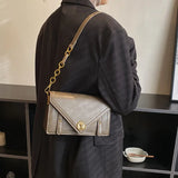 Retro Lock PU Leather Shoulder Bag Crossbody Handbag