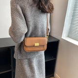 PU Leather Women's Shoulder Bag Retro Lock Crossbody Bag