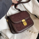 PU Leather Women's Shoulder Bag Retro Lock Crossbody Bag Flap Handbag