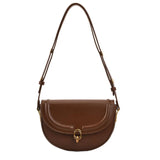 Retro Lock Crossbody Bag Saddle Handbag PU Leather Women's Shoulder Bag