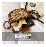 PU Leather Women's Shoulder Bag Retro Lock Crossbody Bag Saddle Handbag