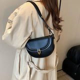 Retro Lock Crossbody Bag Saddle Handbag PU Leather Women's Shoulder Bag