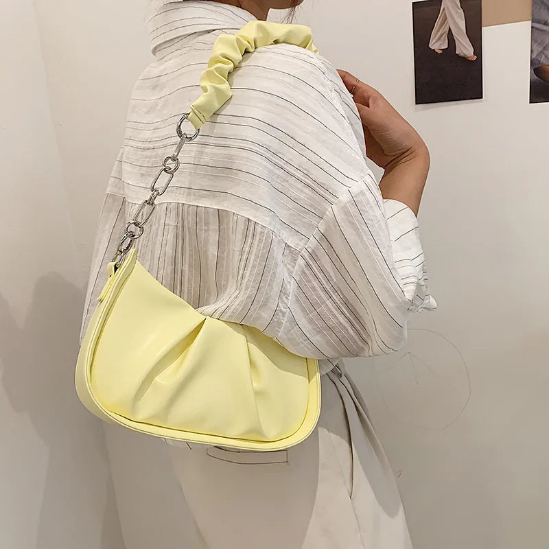 PU Leather Women's Shoulder Bag Retro Handbag Small Cloud Crossbody Bag