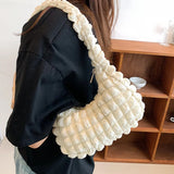 Plaid Padding Women's Shoulder Bag Crossbody Half Moon Handbag