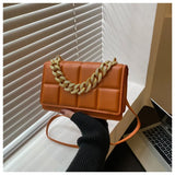 Plaid Quilted Shoulder Bag Chain Crossbody Handbag