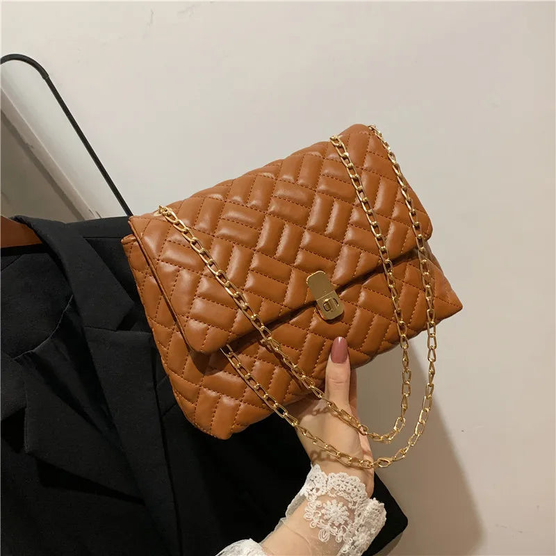 Plaid Quilted Women's Shoulder Bag Chain Crossbody Bag