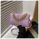 Plaid Quilted Shoulder Bag Chain Crossbody Handbag