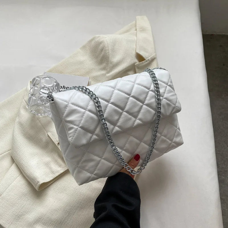 Plaid Quilted Chain Crossbody Handbag