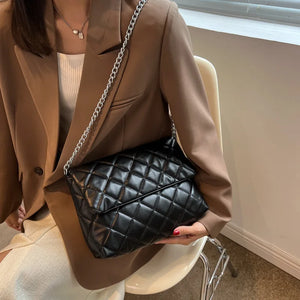 Plaid Quilted Chain Crossbody Handbag