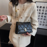 Plaid Quilted Women's Crossbody Bag with Chain Strap