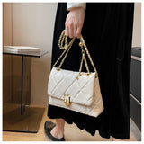 Plaid Quilted Women's Crossbody Bag with Chain Strap