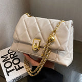 Plaid Quilted Women's Crossbody Bag with Chain Strap