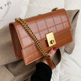 Plaid Quilted Women's Shoulder Bag Chain Handbag Small Flap Crossbody Bag