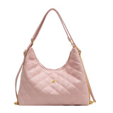 Plaid Quilted Tassel Crossbody Bag Half Moon Handbag