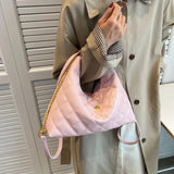 Plaid Quilted Tassel Crossbody Bag Half Moon Handbag