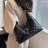 Plaid Quilted Tassel Crossbody Bag Half Moon Handbag