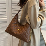 Plaid Quilted Tassel Crossbody Bag Half Moon Handbag