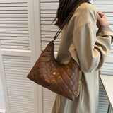Plaid Quilted Tassel Crossbody Bag Half Moon Handbag