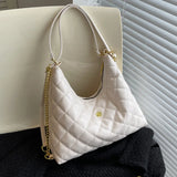 Plaid Quilted Tassel Crossbody Bag Half Moon Handbag