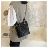 Plaid Quilted Women's Backpack Soft PU Chain School Bag Small Travel Bag