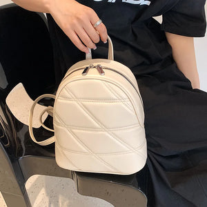 Plaid Quilted Women's Backpack School Bag Travel Bag