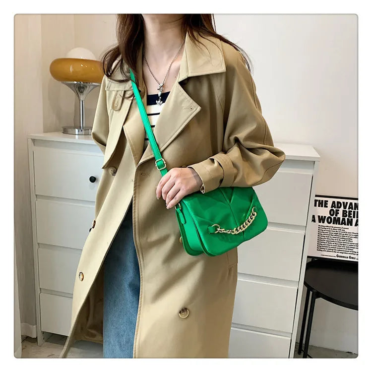 Pleated Crossbody Bag for Women Lady Handbag