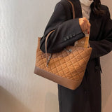 Quilted Padding Women's Shoulder Bag Chain Crossbody Bag Large Flap Handbag