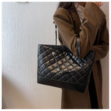 Quilted Padding Women's Shoulder Bag Chain Crossbody Bag Large Flap Handbag