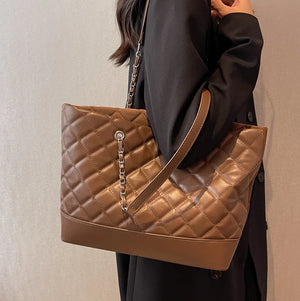 Quilted Padding Women's Shoulder Bag Chain Crossbody Bag Large Flap Handbag