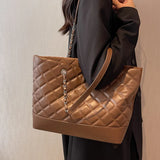 Quilted Padding Women's Shoulder Bag Chain Crossbody Bag Large Flap Handbag