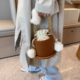 Small Bucket Handbag Purse Women Shoulder Crossbody Bags Retro MINI